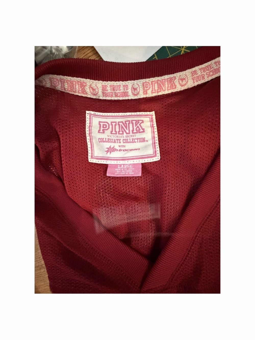 VS Pink brand HOOSIERS v-neck studded Mesh Jersey Top - Picture 3 of 3